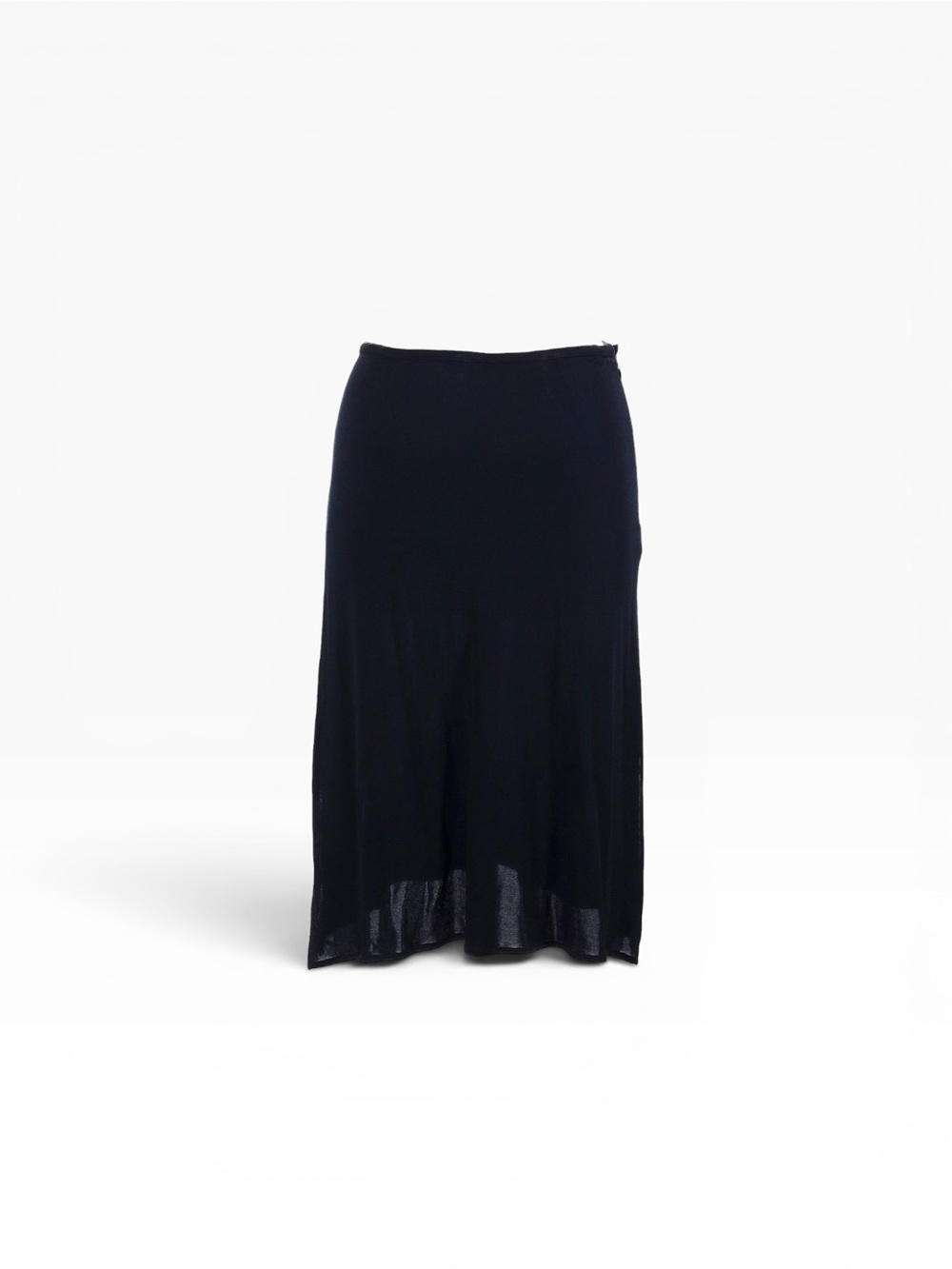 Yigal Azrouël Navy Blue Rayon Midi Skirt – Side Slit Detail – Size 2 (US)